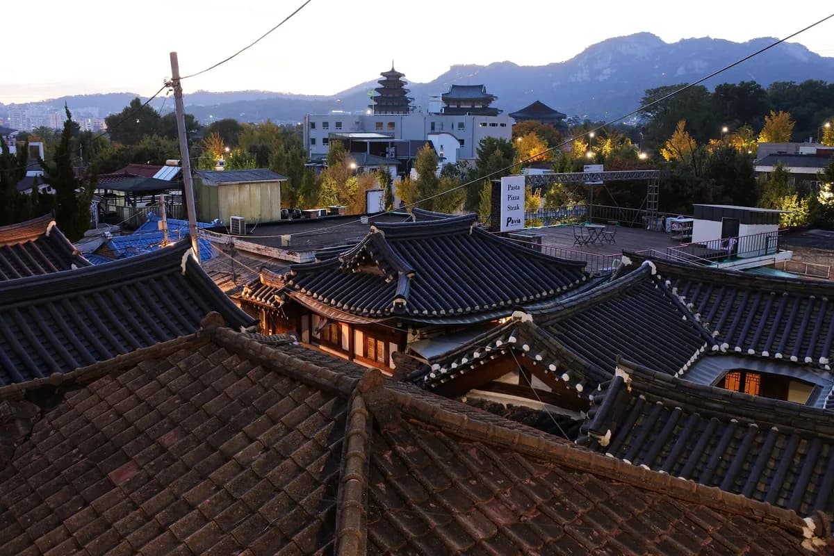 Bukchon hanok roof at night