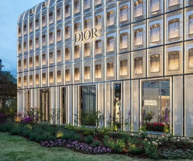 Dior Seongsu concept store exterior metal mesh facade