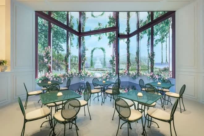 Cafe Dior Seongsu interior with Granville digital garden installation