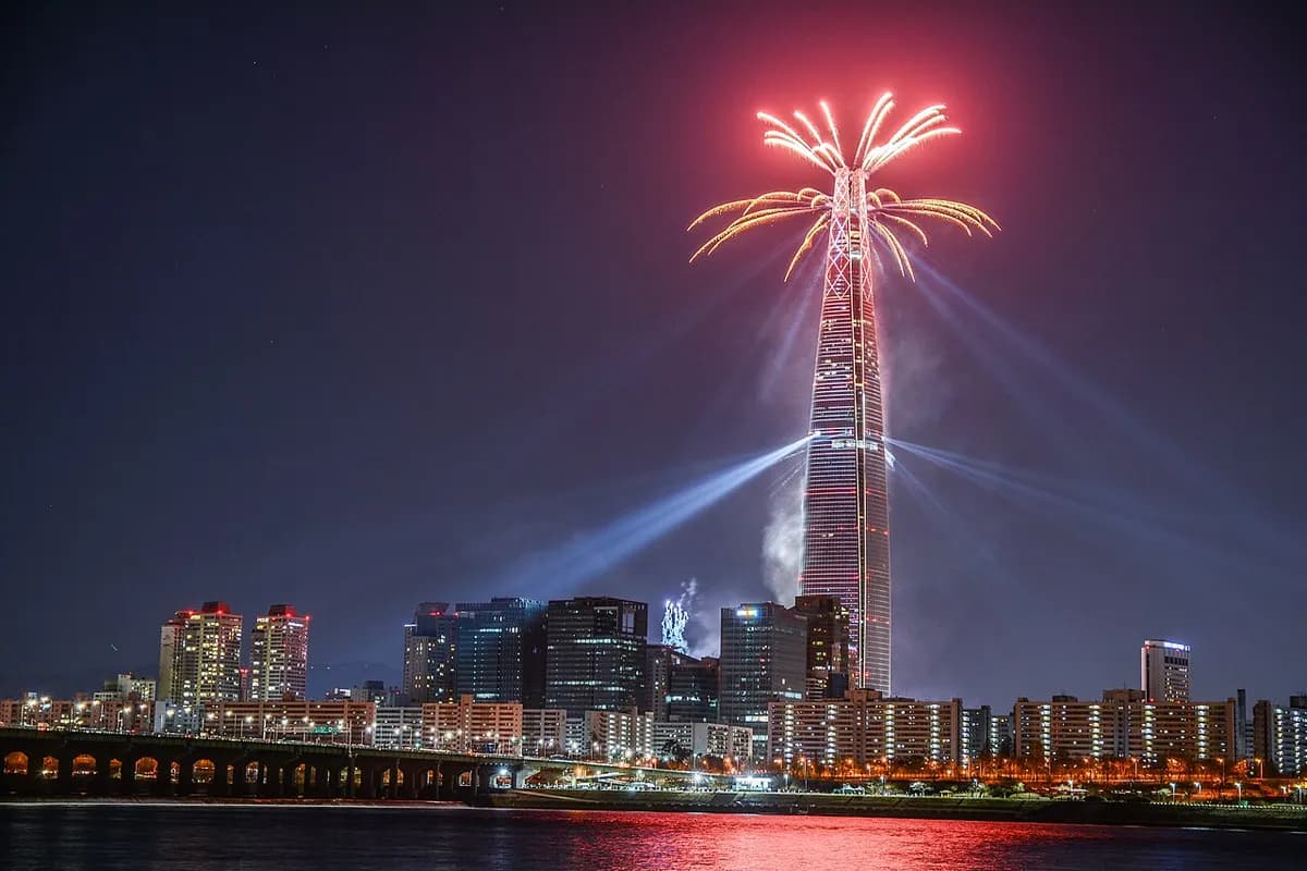 Lotte World Tower New Year fireworks