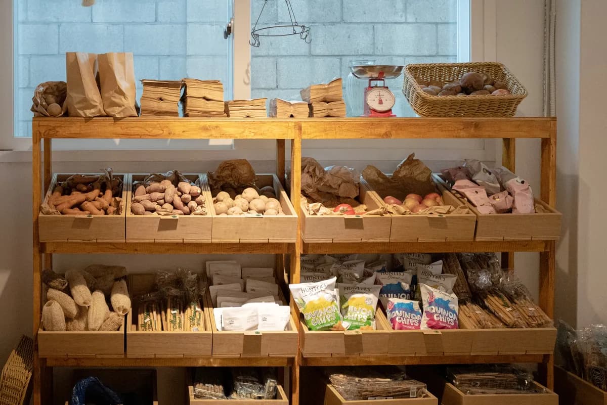 Superfine market Seongsu product shelves with organic groceries