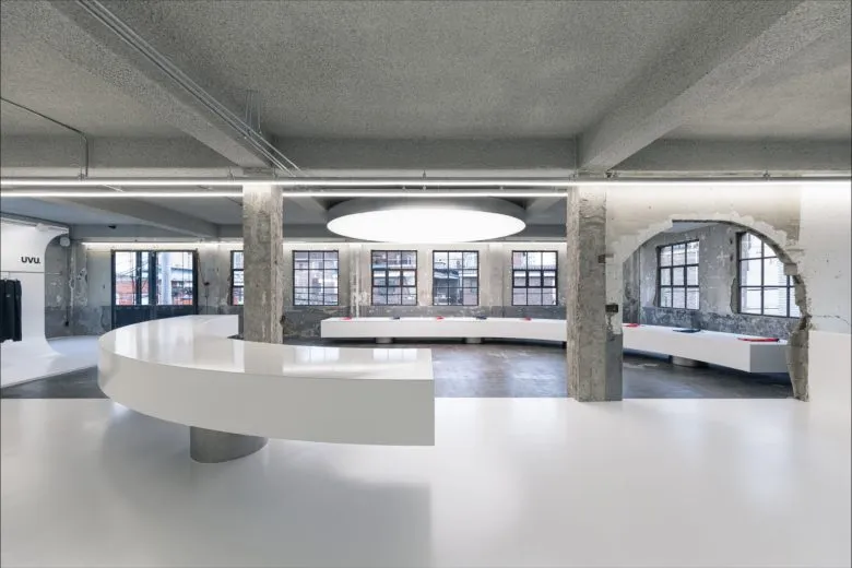 UVU Seongsu flagship ground floor reception and multimedia installation space